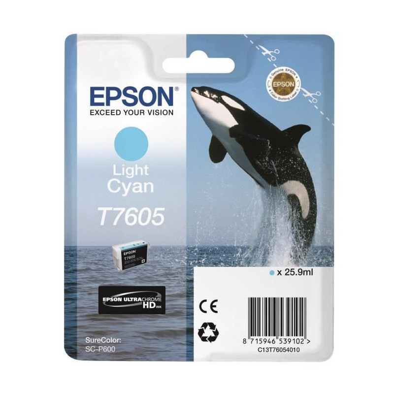 Epson Cartouche d'encre T7605 Cyan clair - Orque (C13T76054010)