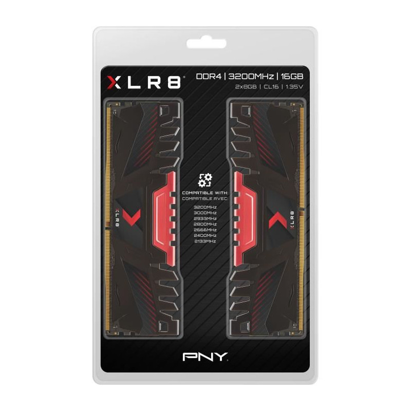 Image secondaire de Mémoire RAM - PNY - XLR8 Gaming DIMM DDR4 3200MHz 2x8GB - (MD16GK2D4320016AXR)