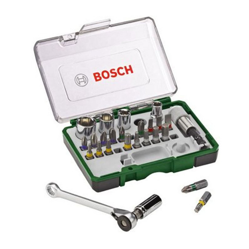 Set vissage mixte Bosch - Kit 27 pieces, Assortiment d'Embouts de Vissage avec Cliquet