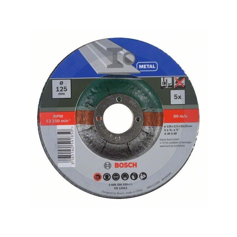 Disque à tronçonner diamètre 125 X 5 pcs - Bosch