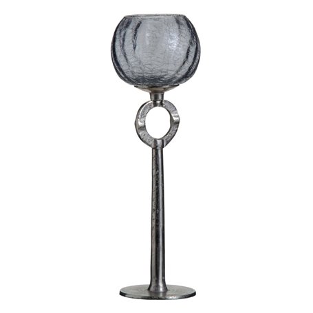 Bougeoir Verre Gris Métal 13 x 13 x 38 cm Argent 63,99 €