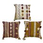 Coussin DKD Home Decor 40 x 15 x 40 cm Blanc Bordeaux Moutarde (3 Pièces