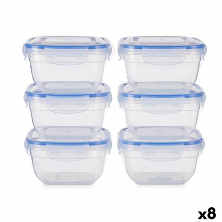 Ensemble de Boîtes à Lunch Hermétique Bleu Transparent Plastique 900 ml