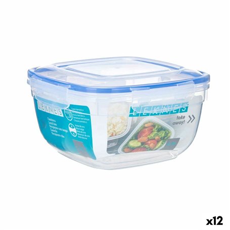 Boîte à lunch hermétique Carré Transparent Plastique 2,4 L 20 x 11 x 20