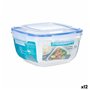 Boîte à lunch hermétique Carré Transparent Plastique 2,4 L 20 x 11 x 20