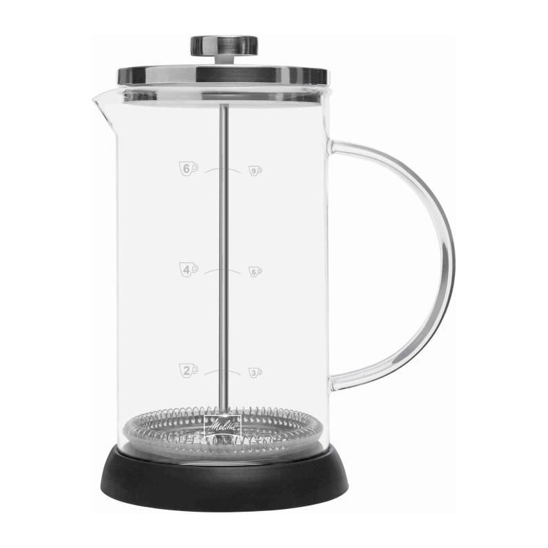 Cafetiere a piston Melitta Standard 9 tasses - Compatible Café moulu - Réservoir d'eau amovible - Programmable