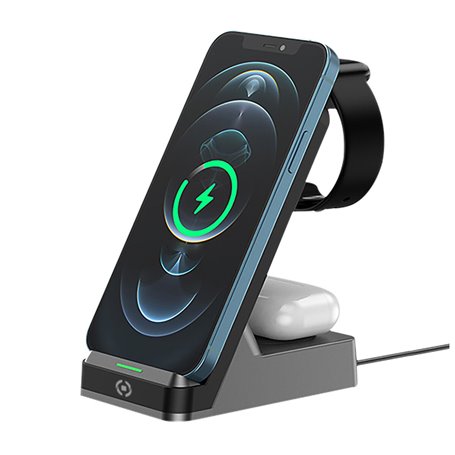 Chargeur sans fil Celly 3-en-1 Noir 15 W