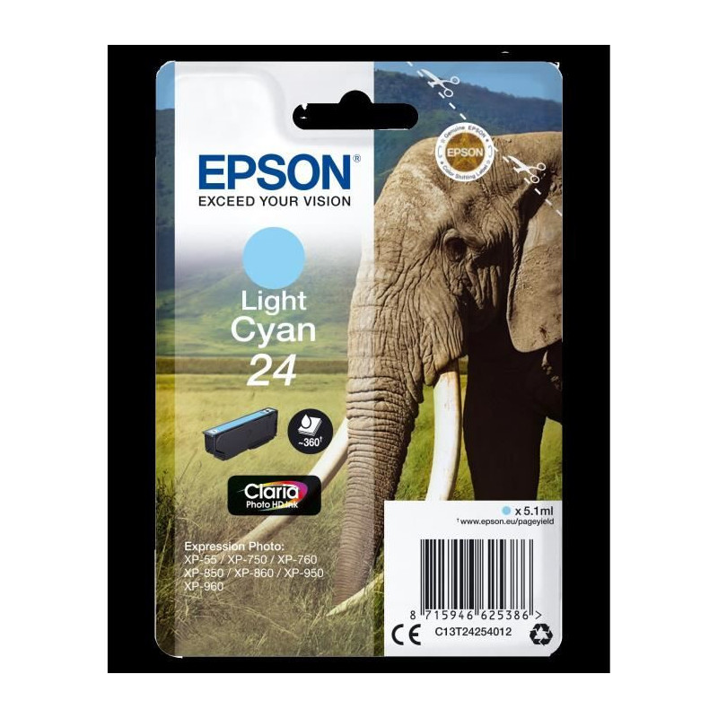 Epson Elephant Cartouche Eléphant - Encre Claria Photo HD C (XL)