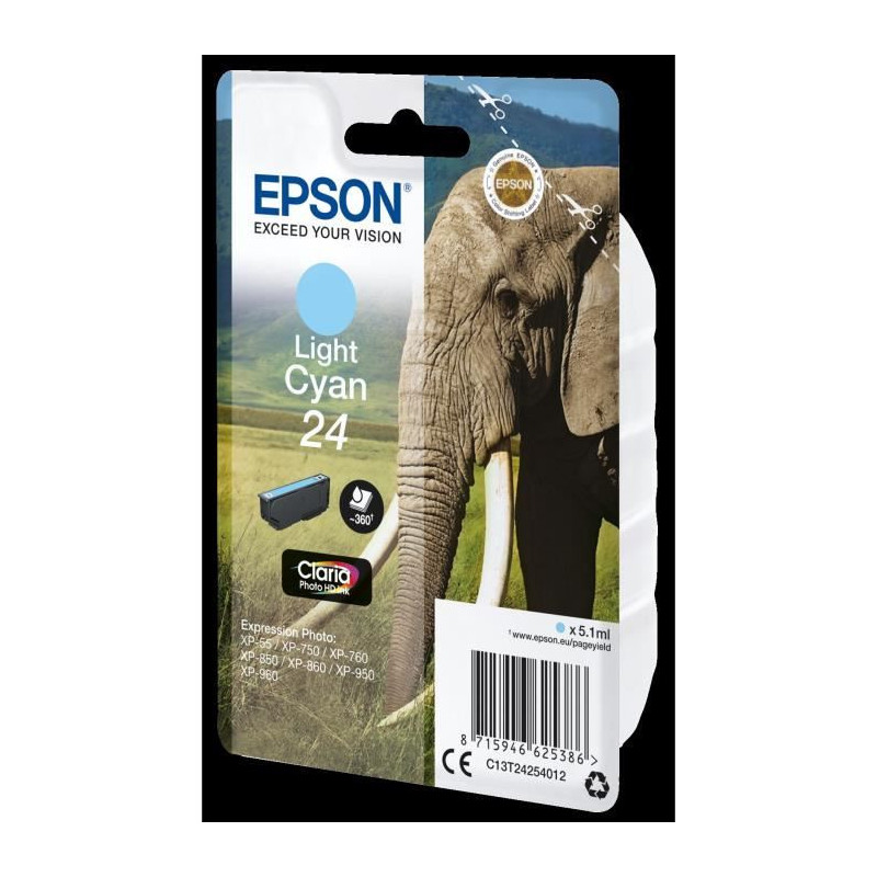 Image secondaire de Epson Elephant Cartouche Eléphant - Encre Claria Photo HD C (XL)