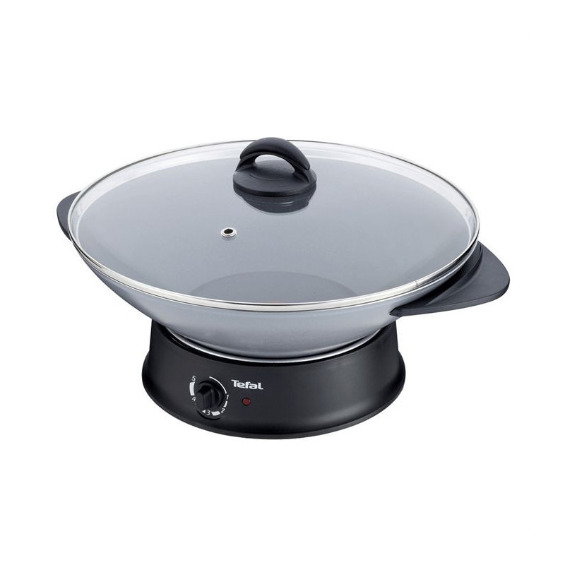 Tefal Wok Fondue, Thermostat réglable, Revetement antiadhésif, 8 fourchettes incluses, Compact WK302013