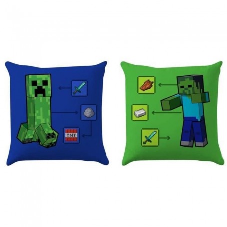 Gamer - Coussin Enfant Minecraft Bleu 35x35 cm