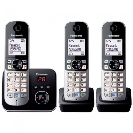 Téléphone Sans Fil Panasonic KX-TG6823 Blanc Noir Noir/Argenté