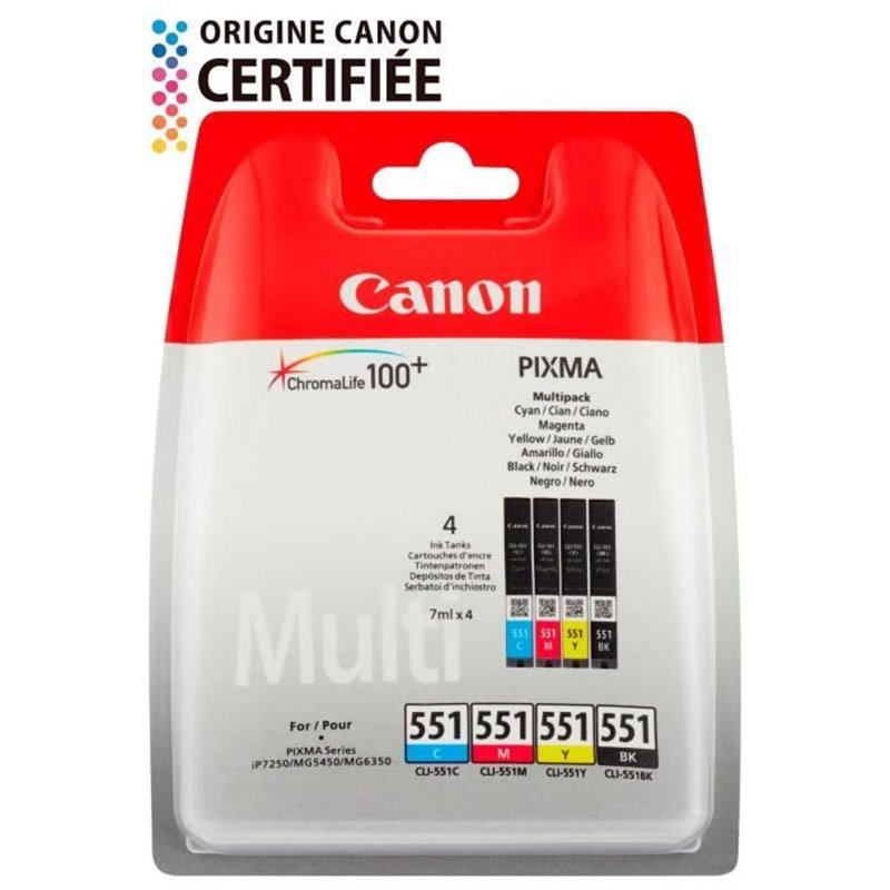 Canon Multipack de cartouches d'encre CLI-551 BK/C/M/Y