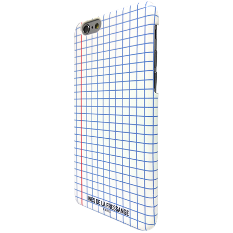 Coque semi-rigide à carreaux Ines de la Fressange blanche pour iPhone 