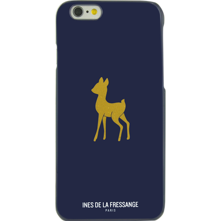 Coque semi-rigide bleue Ines de la Fressange motif faon pour iPhone 6/