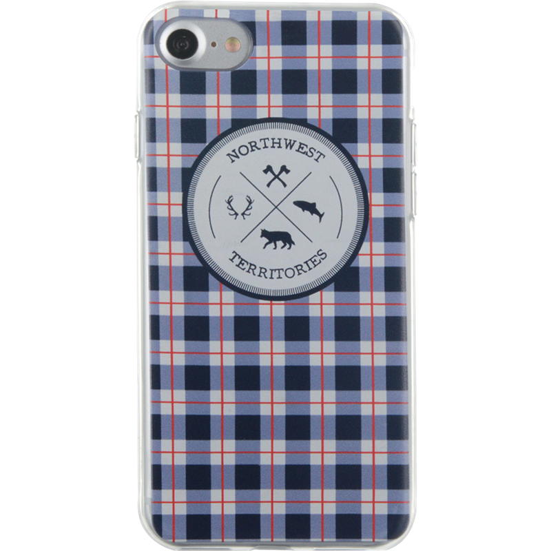 Coque souple bleue motifs à carreaux North West pour iPhone SE (2020)/