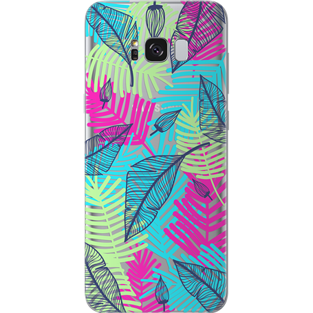 Coque semi-rigide transparente feuillage tropical pour Samsung Galaxy 