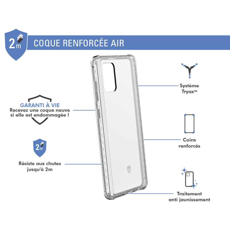 Image secondaire de Coque Renforcée Samsung G A71 AIR Transparente - Garantie à vie Force