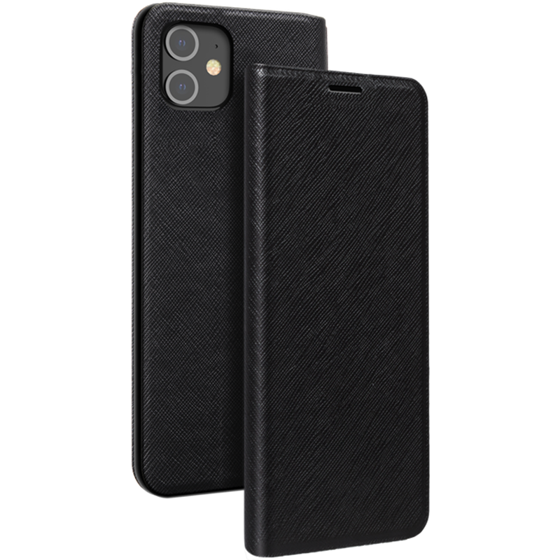 Etui Folio iPhone 12 / 12 Pro Noir - Porte-carte intégré Bigben