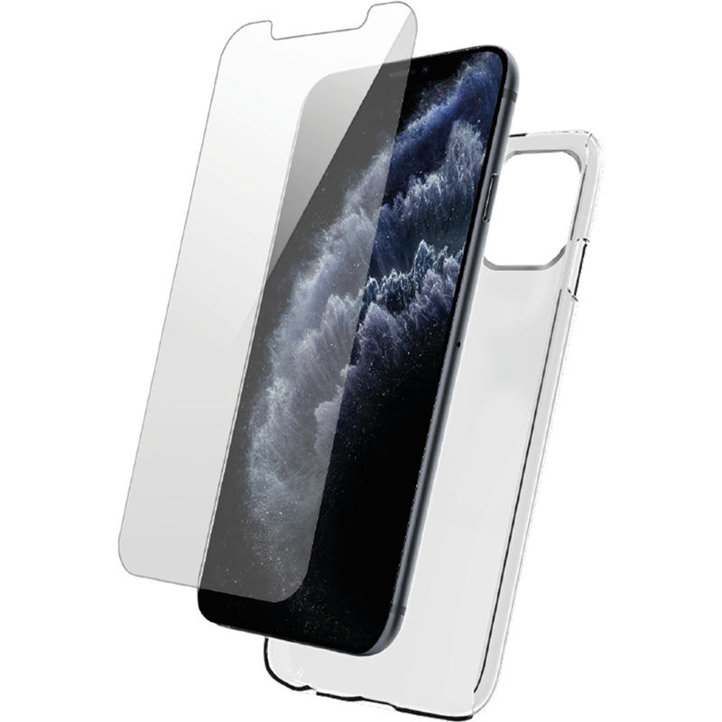 Pack iPhone 12 / 12 Pro Accessoires Coque Transparente + Verre trempé