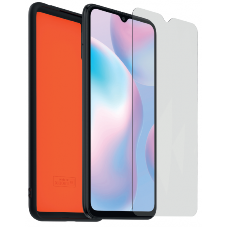 Pack Coque souple Noire intérieur Orange + Protège-écran en Verre trem