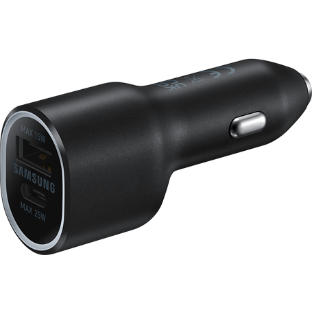 Double Chargeur voiture USB A+C PD 40W Power Delivery Noir Samsung