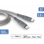 Câble Ultra-renforcé USB C/Lightning 1,2m 3A Gris - Garanti à vie - 10