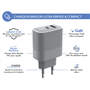 Double Chargeur maison 45W (30+12W) Power Delivery GaN Gris - Garanti