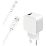 Chargeur maison USB A 2.4A FastCharge + Câble USB A/micro USB Blanc -