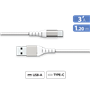 Câble Renforcé USB A/USB C 1,2m 3A Blanc - Garanti à vie - 100% Plasti