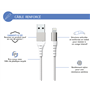 Câble Renforcé USB A/Lightning 1,2m 2.4A Blanc - Garanti à vie - 100%