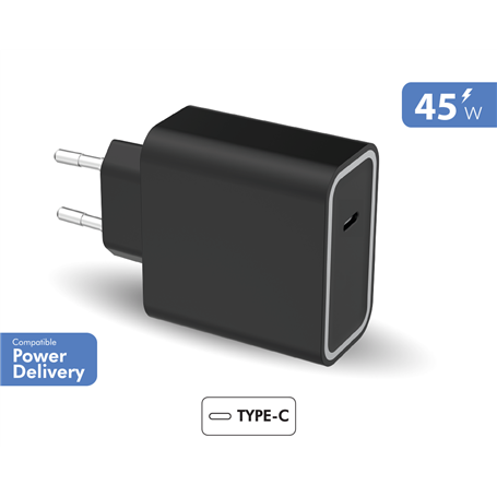 Chargeur maison USB C 45W Power Delivery Noir - Garanti à vie Force Po