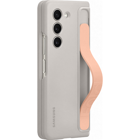 Coque Samsung G Z Fold 5 avec lanière et fonction stand Crème Samsung