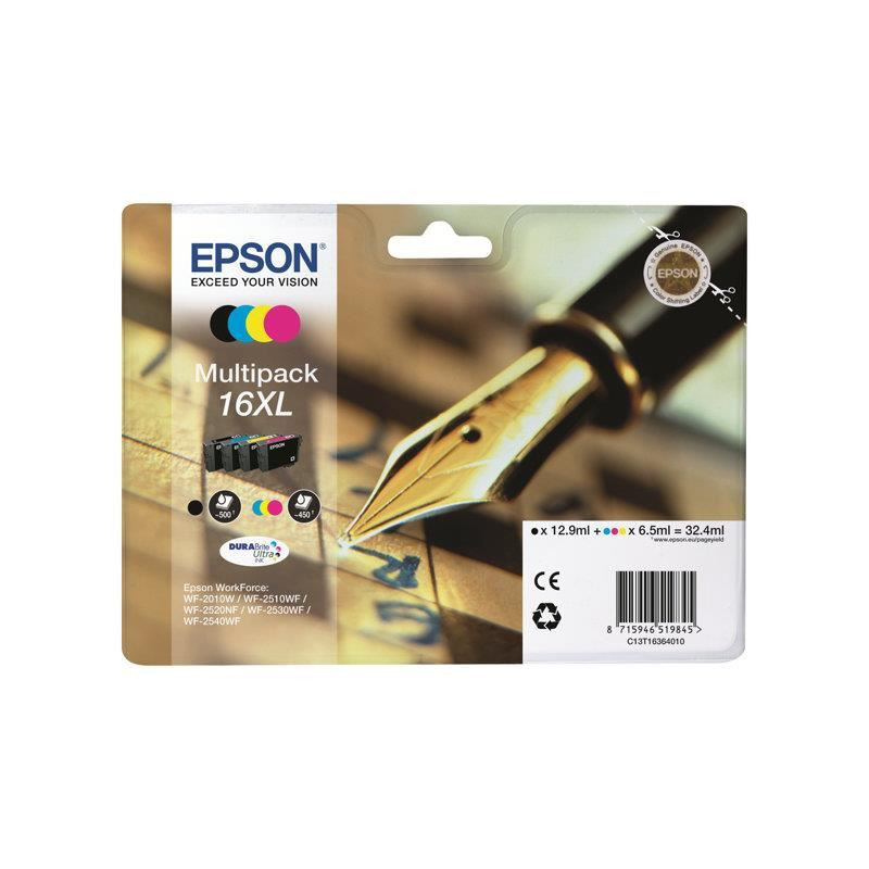 Image secondaire de Epson Multipack 16 XL - Stylo plume - Noir, Cyan, Jaune, Magenta (C13T16364022)