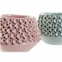 Vase DKD Home Decor Fleur Rose Turquoise Grès 20 x 20 x 13 cm méditerr