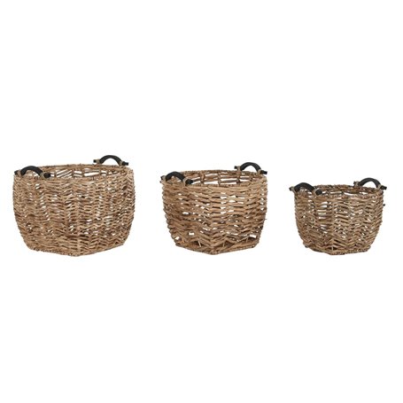 Set de basket DKD Home Decor Bois Colonial Fibre (46 x 46 x 40 cm)