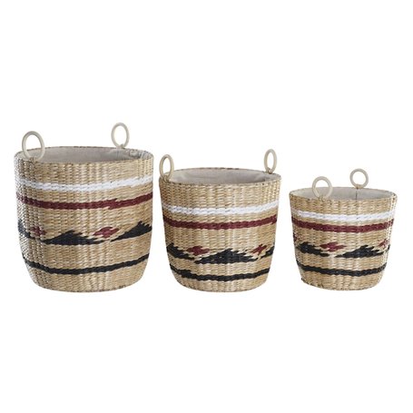 Set de basket DKD Home Decor Polyester Colonial Fibre (38 x 38 x 36 cm