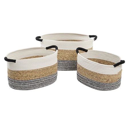 Set de basket DKD Home Decor Beige Coton Fibre naturelle (42 x 32 x 24
