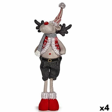Figurine Décorative renne de noël Rouge Gris Polyester 13 x 65 x 18 cm