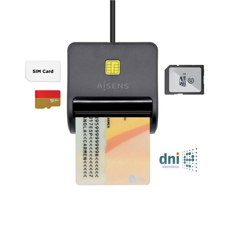 Lecteur de Cartes Aisens Lector de Tarjeta Inteligente DNI con Lector