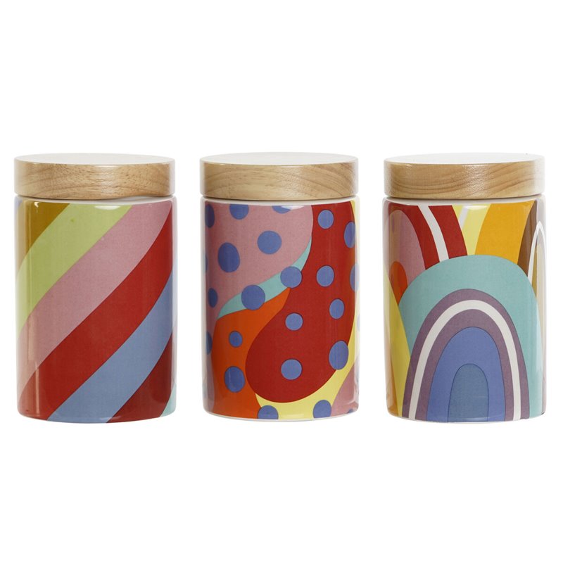 Boîte DKD Home Decor Multicouleur Naturel Bambou Dolomite 1 L 10 x 10 x 16 cm (3 Unités)