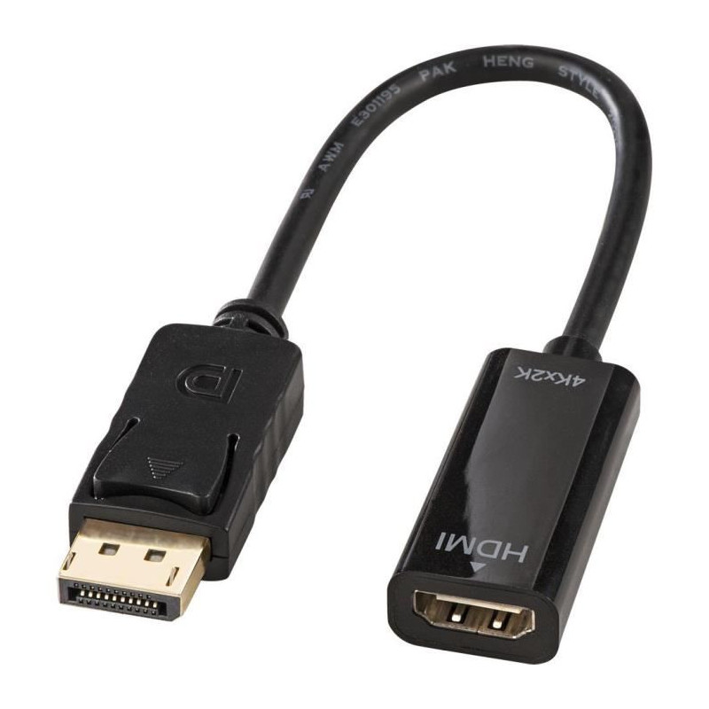 Lindy 41718 câble vidéo et adaptateur 0,15 m DisplayPort HDMI Noir