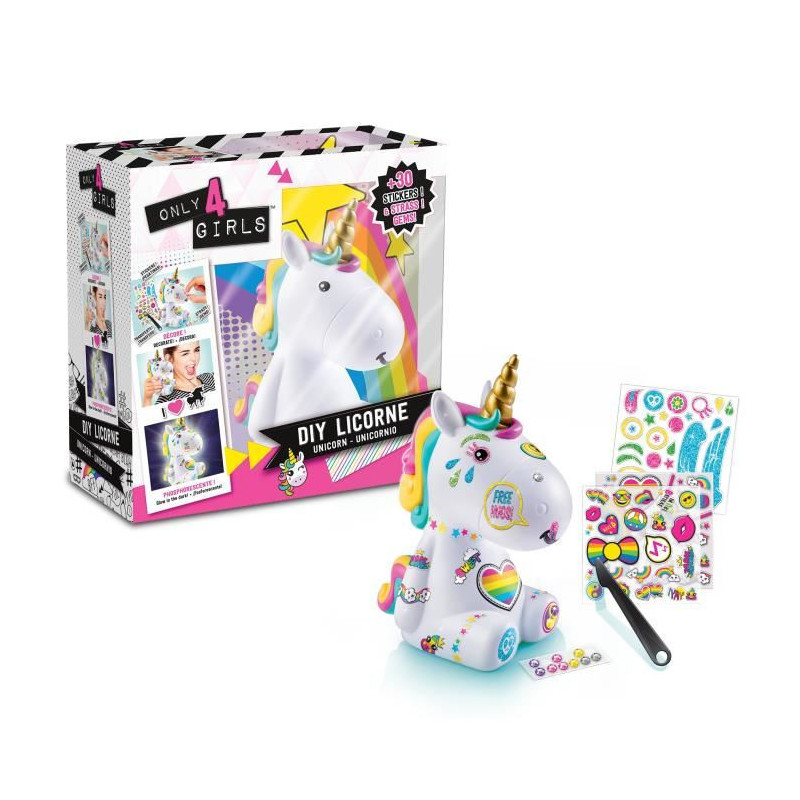 Licorne Lumineuse DIY Unicorn Canal Toys OFG 106 Blanc Aluminium Plastique