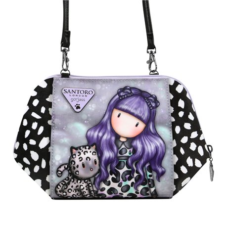 Sac à Bandoulière Gorjuss Smitten kitten Noir Blanc (26 x 15,5 x 9,5 c