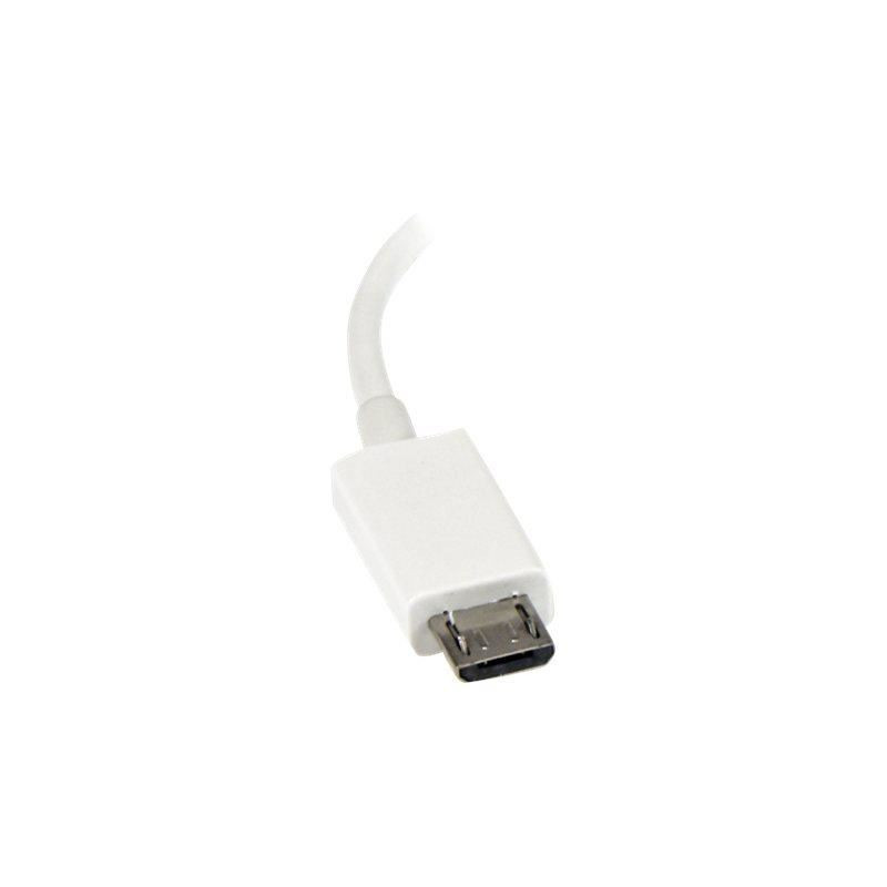 Câble adaptateur Micro USB vers USB Host OTG de 12cm - Mâle / Femelle - Blanc