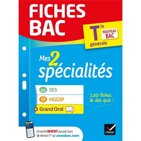 Fiches bac Mes 2 spécialités Tle générale : SES, HGGSP & Grand Oral - Bac 2024