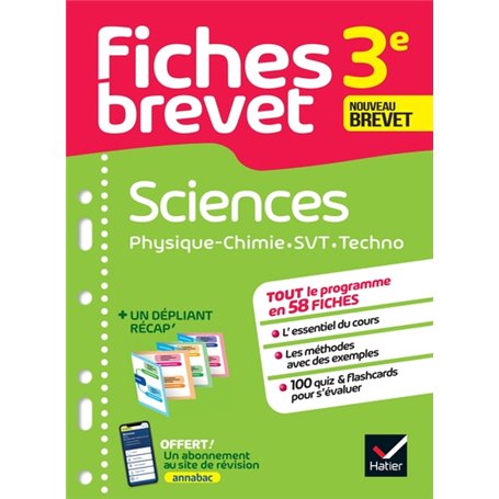 Fiches brevet Sciences 3e - Physique-Chimie, SVT, Technologie Brevet 2024