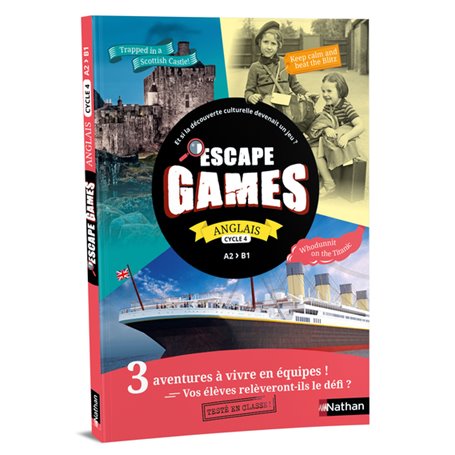 Pochette Escape game Anglais - Cycle 4 - A2 >, B1
