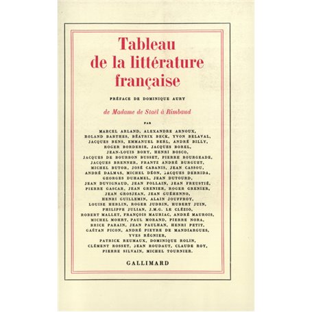 Tableau de la littérature française