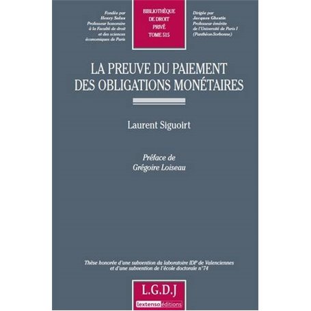 la preuve du paiement des obligations monétaires